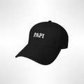 Black cap with 'PAPI' text on a white background
